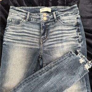 BKE Women's Distressed Blue Skinny Jeans